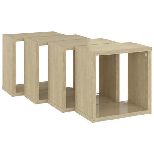 Væghylder 4 stk. 26x15x26 cm kubeformet sonoma-eg