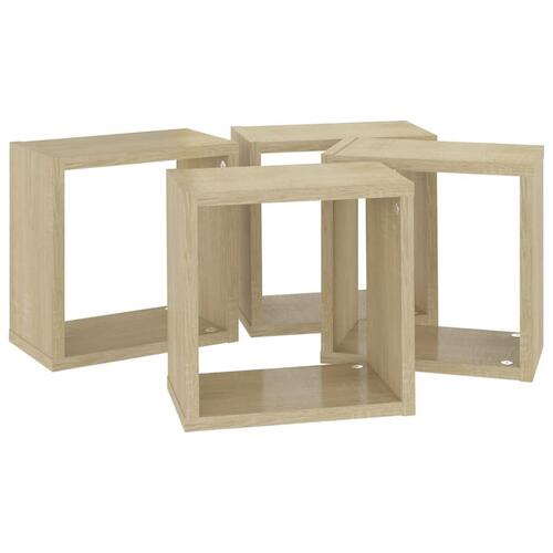 Væghylder 4 stk. 26x15x26 cm kubeformet sonoma-eg