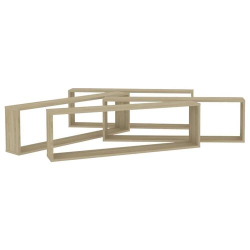Væghylder 4 stk. 100x15x30 cm spånplade kubeformet sonoma-eg