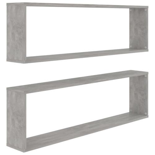 Væghylder 2 stk. 100x15x30 cm spånplade betongrå