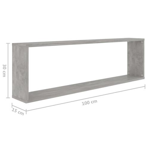 Væghylder 2 stk. 100x15x30 cm spånplade betongrå