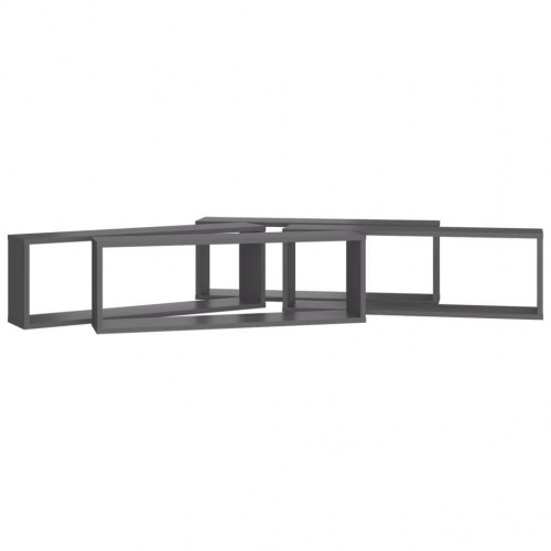 Væghylder 4 stk. 80x15x26,5 cm kubeform konstrueret træ grå