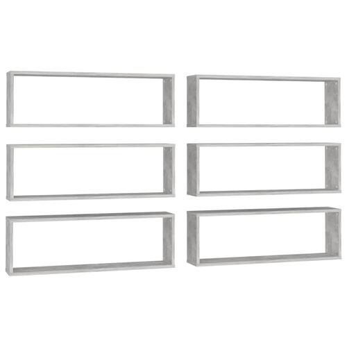 Væghylder 2 stk. 80x15x26,5cm kubeform konstrueret træ betongrå
