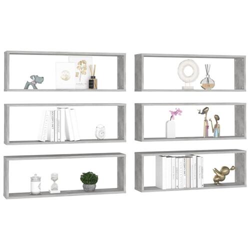 Væghylder 2 stk. 80x15x26,5cm kubeform konstrueret træ betongrå