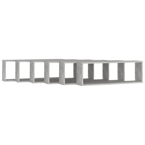 Væghylder 2 stk. 80x15x26,5cm kubeform konstrueret træ betongrå