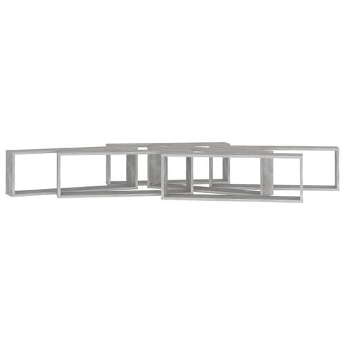 Væghylder 2 stk. 80x15x26,5cm kubeform konstrueret træ betongrå