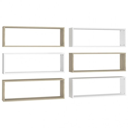 Væghylder 6 stk. 80x15x26,5 cm kubeform konstrueret træ
