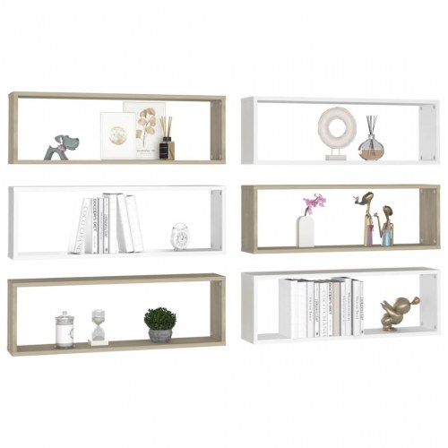 Væghylder 6 stk. 80x15x26,5 cm kubeform konstrueret træ