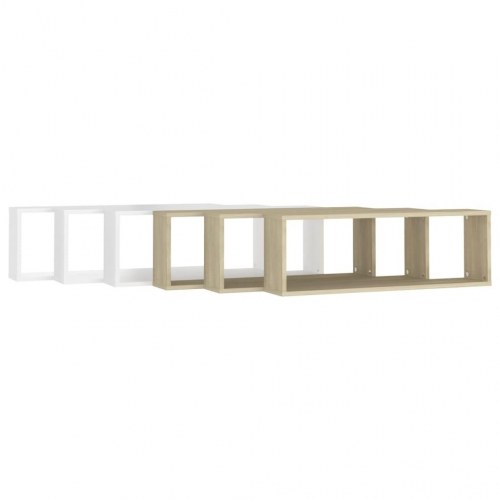 Væghylder 6 stk. 80x15x26,5 cm kubeform konstrueret træ