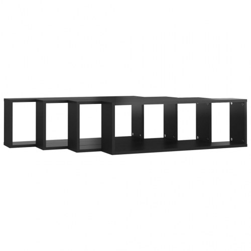 Væghylder 4 stk. 60x15x23 cm kubeformet sort højglans