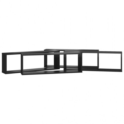Væghylder 4 stk. 60x15x23 cm kubeformet sort højglans