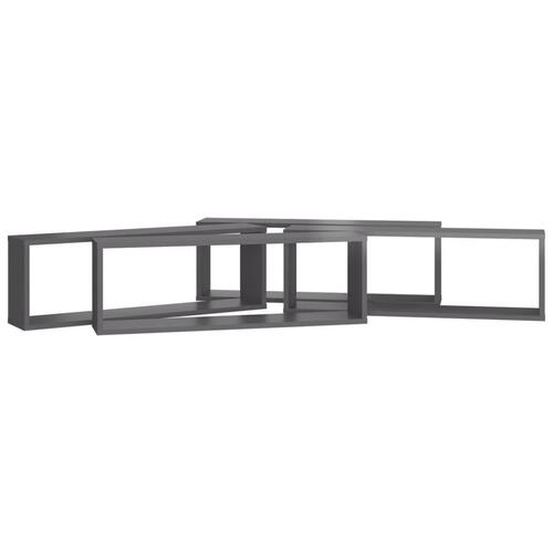 Væghylder 4 stk. 80x15x26,5 cm konstrueret træ grå højglans