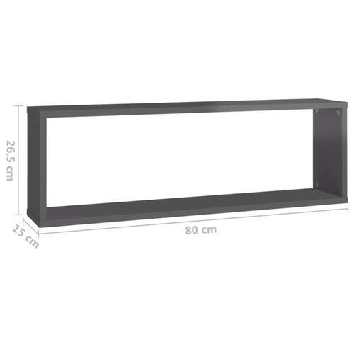 Væghylder 4 stk. 80x15x26,5 cm konstrueret træ grå højglans