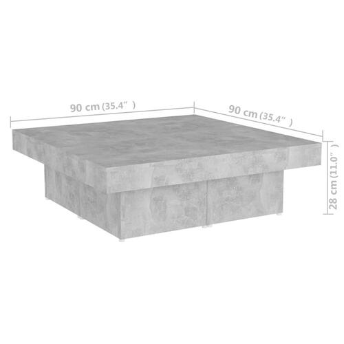 Sofabord 90x90x28 cm konstrueret træ betongrå