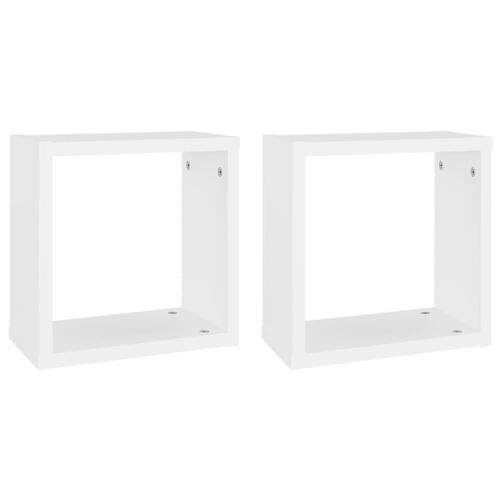 Væghylder 2 stk. 30x15x30 cm kubeformet hvid