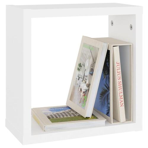 Væghylder 2 stk. 30x15x30 cm kubeformet hvid