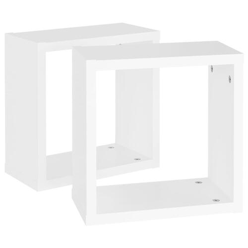 Væghylder 2 stk. 30x15x30 cm kubeformet hvid