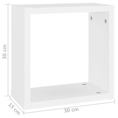 Væghylder 2 stk. 30x15x30 cm kubeformet hvid