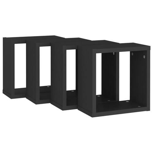 Væghylder 4 stk. 30x15x30 cm kubeformet sort