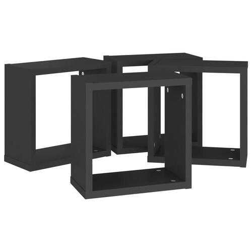 Væghylder 4 stk. 30x15x30 cm kubeformet sort