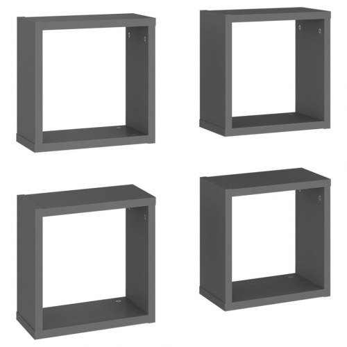 Væghylder 4 stk. 30x15x30 cm kubeformet grå