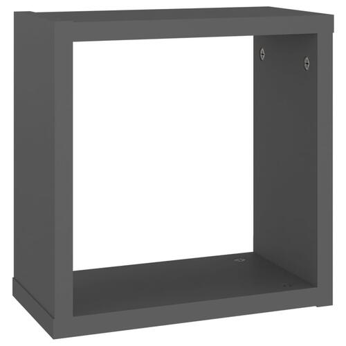 Væghylder 6 stk. 30x15x30 cm kubeformet grå