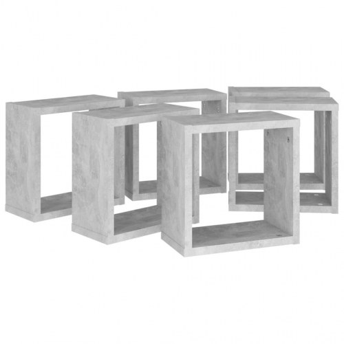 Væghylder - 6 stk. kubeformede, 30×15×30 cm, betongrå