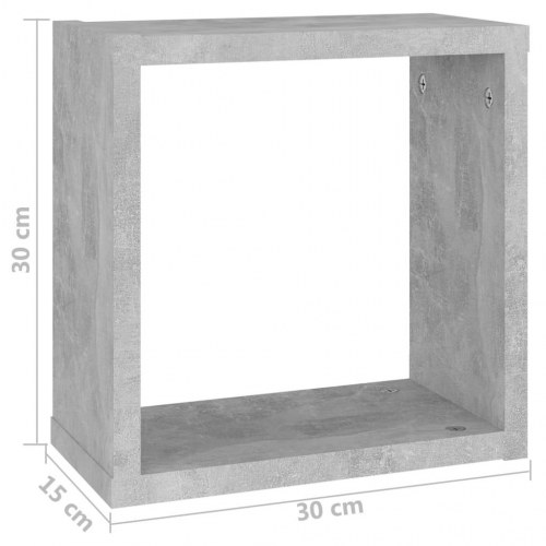 Væghylder - 6 stk. kubeformede, 30×15×30 cm, betongrå