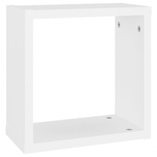 Væghylder 4 stk. 30x15x30 cm kubeformet hvid og sonoma-eg