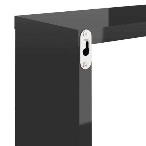 Væghylder 2 stk. 30x15x30 cm kubeformet sort højglans