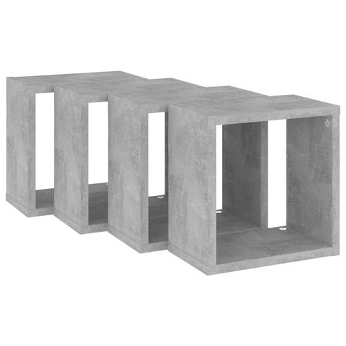 Væghylder 4 stk. 26x15x26 cm kubeformet betongrå