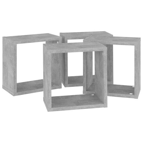 Væghylder 4 stk. 26x15x26 cm kubeformet betongrå