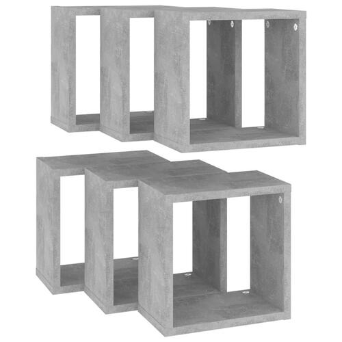 Væghylder 6 stk. 26x15x26 cm kubeformet betongrå