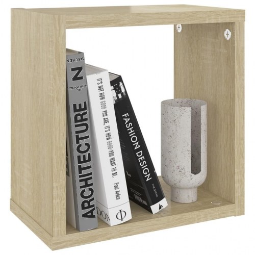 Væghylder 2 stk. 26x15x26 cm hvid og sonoma-eg