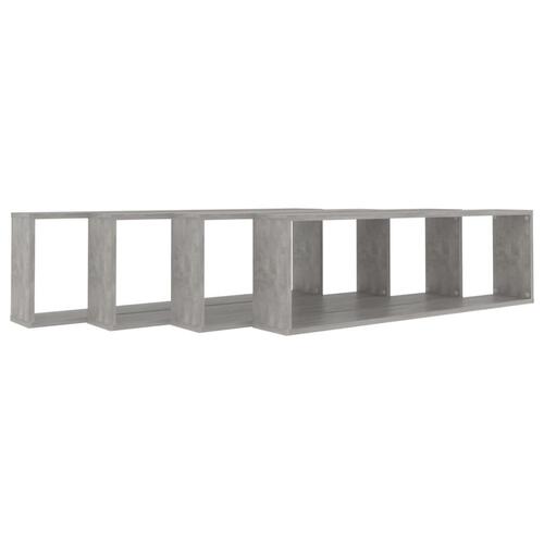 Væghylder 4 stk. 100x15x30 cm spånplade betongrå