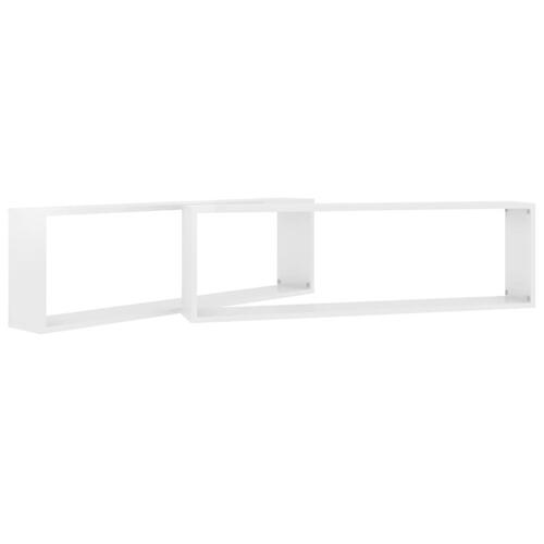 Væghylder 2 stk. 100x15x30 cm kubeform spånplade hvid højglans