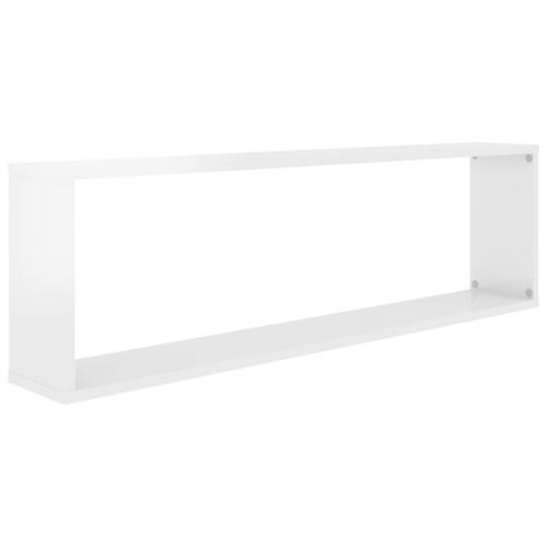 Væghylder 2 stk. 100x15x30 cm kubeform spånplade hvid højglans