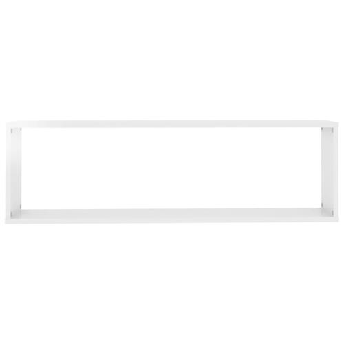 Væghylder 2 stk. 100x15x30 cm kubeform spånplade hvid højglans