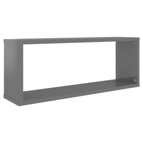 Væghylder 6 stk. 60x15x23 cm kubeformet grå højglans