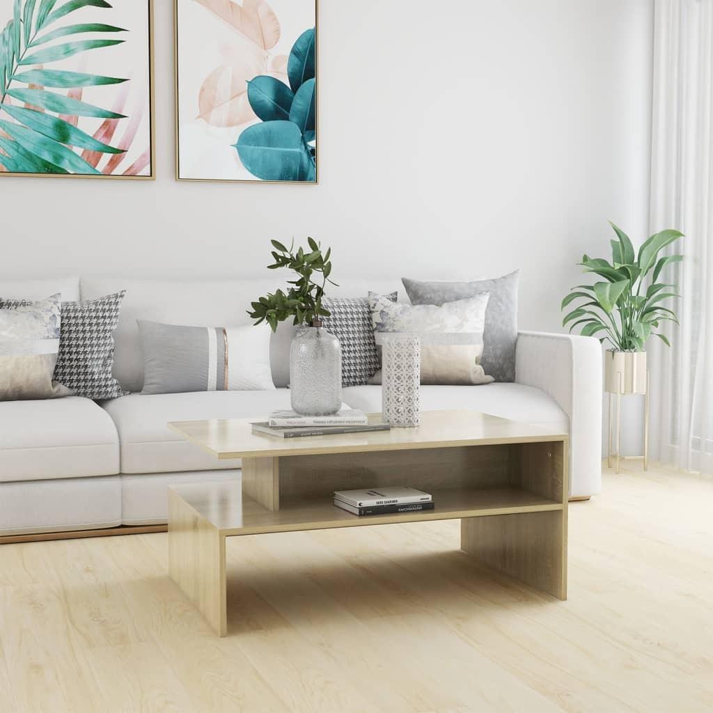 Sofabord 90x60x42,5 cm konstrueret træ sonoma-eg