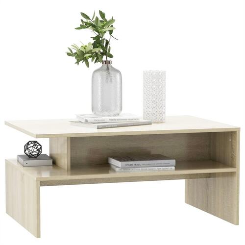 Sofabord 90x60x42,5 cm konstrueret træ sonoma-eg