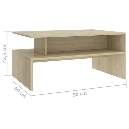 Sofabord 90x60x42,5 cm konstrueret træ sonoma-eg