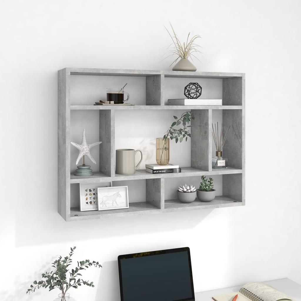 Væghylde 75x16x55 cm konstrueret træ betongrå