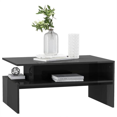 Sofabord 90x60x42,5 cm konstrueret træ grå højglans