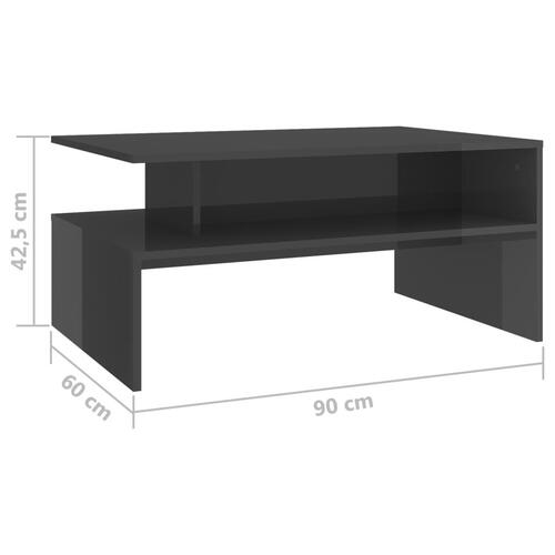 Sofabord 90x60x42,5 cm konstrueret træ grå højglans
