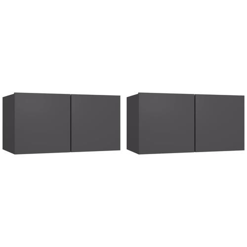 Væghængte tv-skabe 2 stk. 60x30x30 cm grå