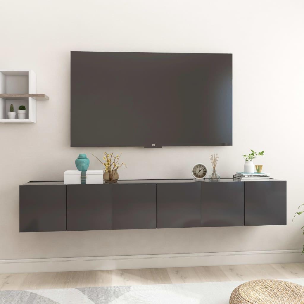 Væghængte tv-skabe 3 stk. 60x30x30 cm grå