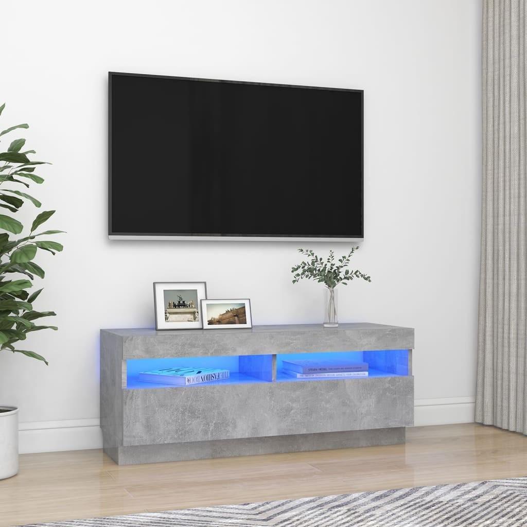 Tv-bord med LED-lys 100x35x40 cm betongrå