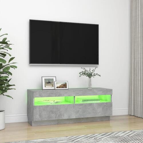 Tv-bord med LED-lys 100x35x40 cm betongrå