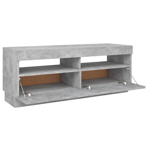 Tv-bord med LED-lys 100x35x40 cm betongrå